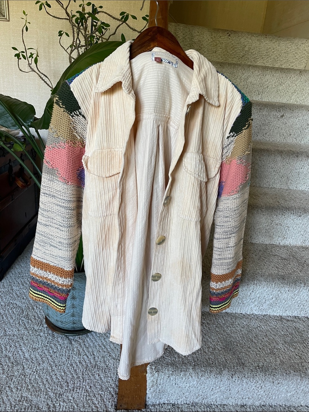 Pilcro Anthropologie Easy Going Cream Corduroy Jacket 100% cotton Small